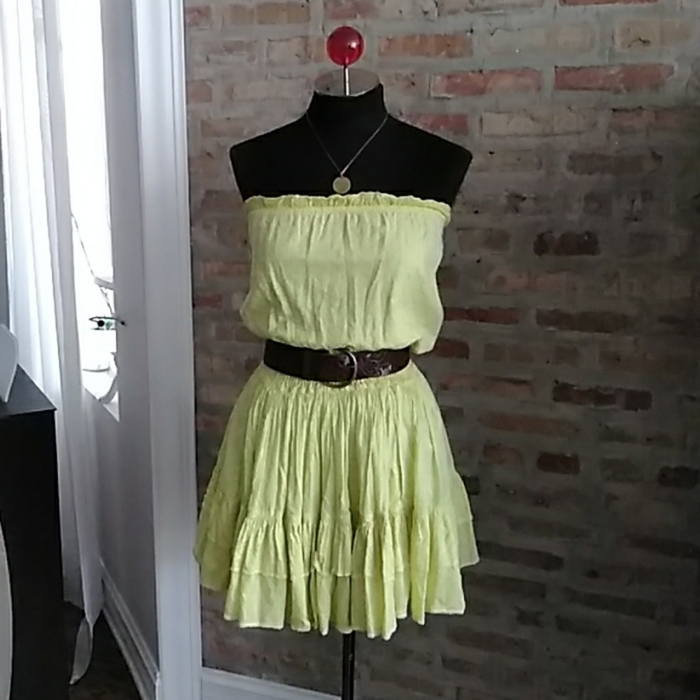 Moda International Yellow Cotton Ruffle Dr…